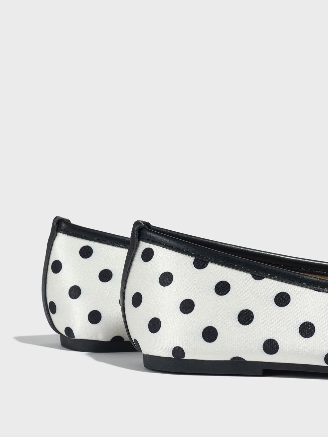 Women's Square Toe Mary Jane Shoes, Polka Dot Design, Comfortable Lightweight Flat Casual Shoes for Fall Winter, Mary Jane Flats