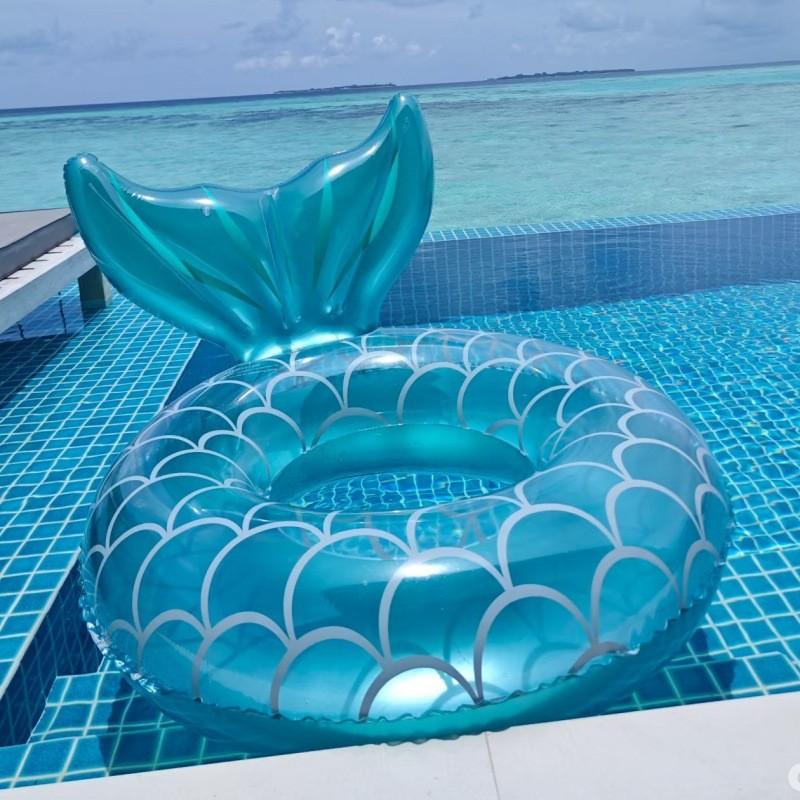 Multi-Sized Inflatable Swimming Pool Float Tube, Heavy-Duty UV Resistant Mermaid Tail Ring Inflatable Circle for Children and Adults, Colorful Pool Party Accessory Water Activities
