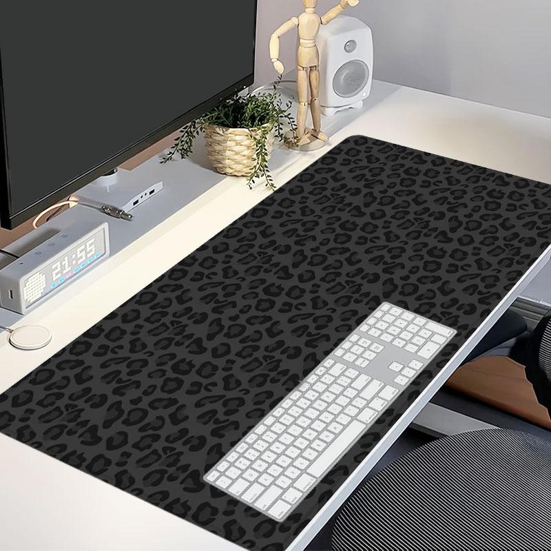 Extra Large Black Leopard Print Mouse Pad Stylish Gaming Mouse Pad 35x16 Inch Computer Keyboard Mousepad Suitable for Families, Offices and Schools. Perfect Gift for Family Members and Friends