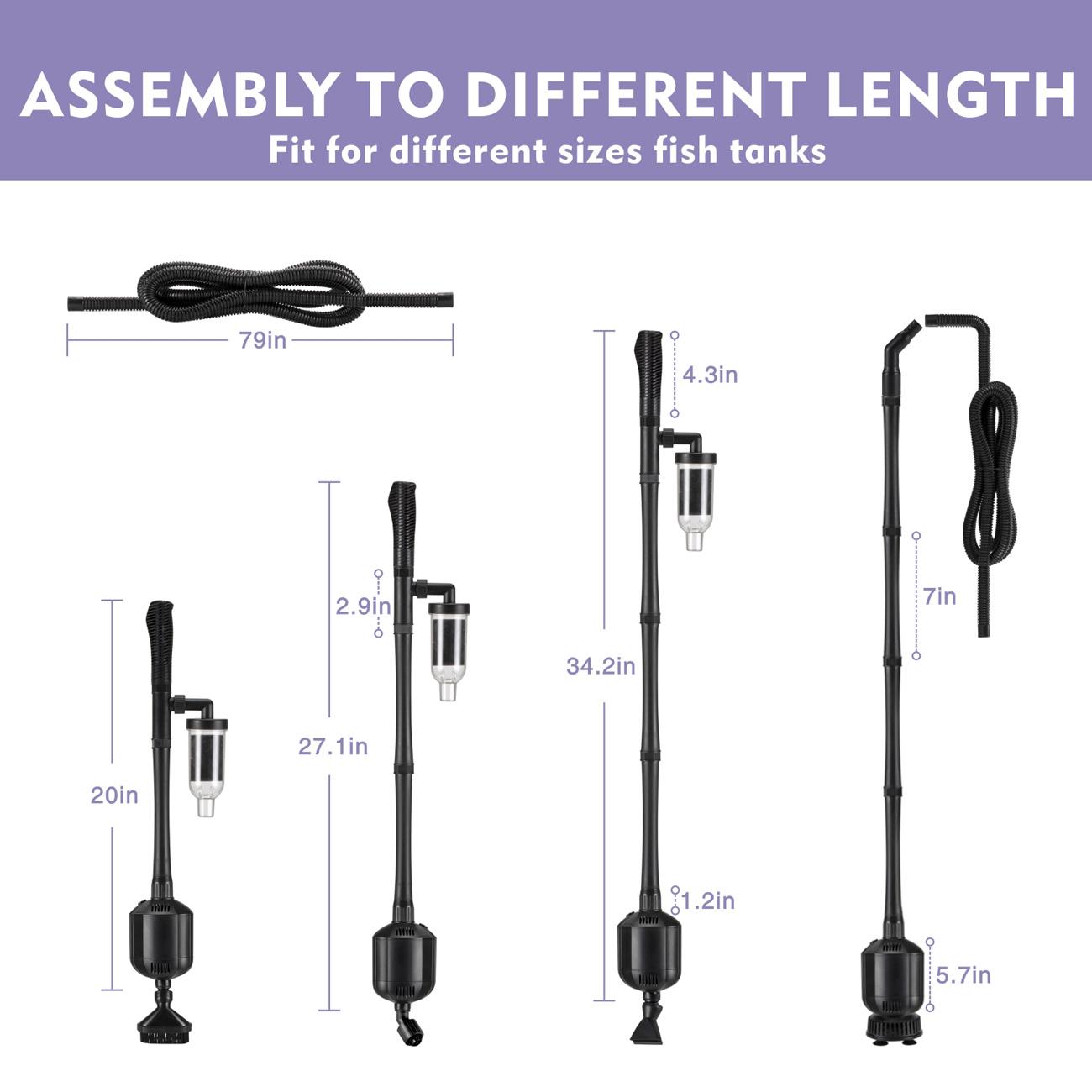 Hygger Upgraded 360GPH  Electric Aquarium Cleaner, 36V DC Auto Fish Tank Gravel Cleaning kit 5 in 1 Change Water and Wash Sand Filter for Aquarium 10-200 Gallon