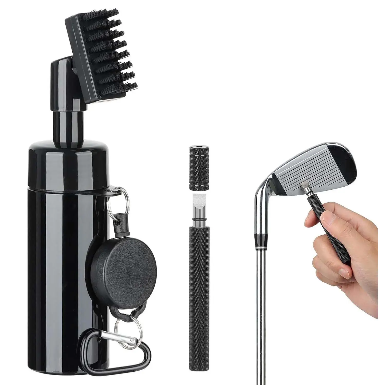 Golf Club Cleaning Kit,Golf Accessories,Golf Cleaning Kit with Golf Club Cleaner Water Brush,Towel,Divot Repair Tool,Groove Sharpener,Golf Ball Alignment Complete Golf Kit