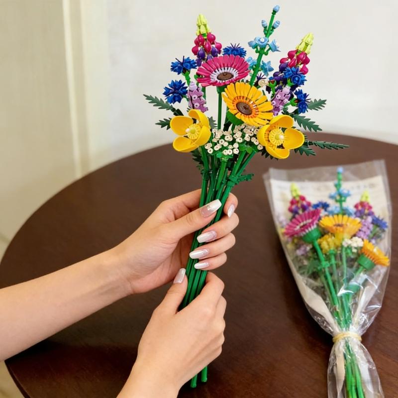 Artificial rose, orchid, wildflower DIY building block set -3D eternal flower model, Mother's Day home decoration, and holiday gifts