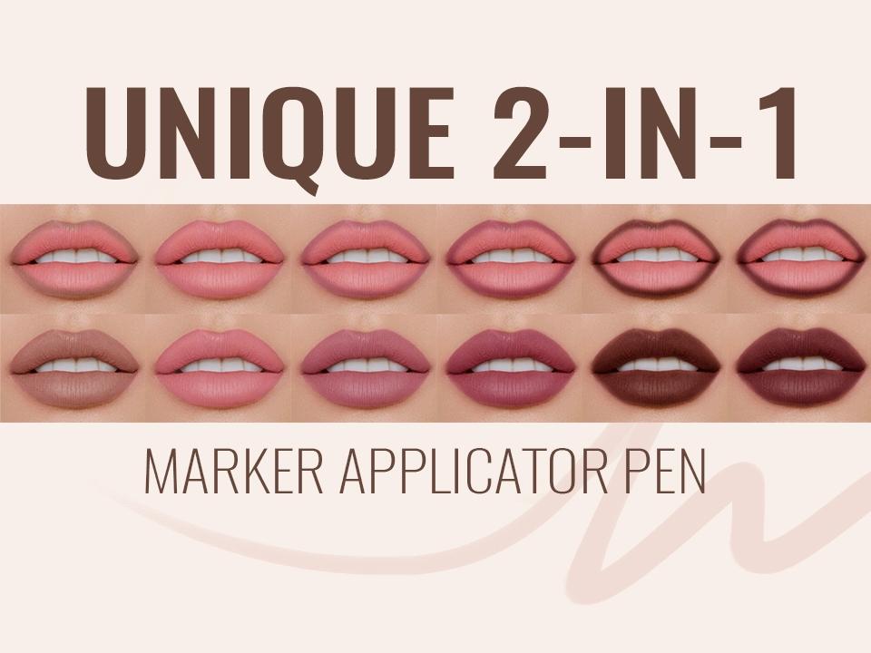 2-in-1 Lip Stain Liquid Lip Liner, Long Lasting Colour, Strong Waterproof, Transfer-Resistant, Up to 24hour Wear, Easy to Color, Not Clumping