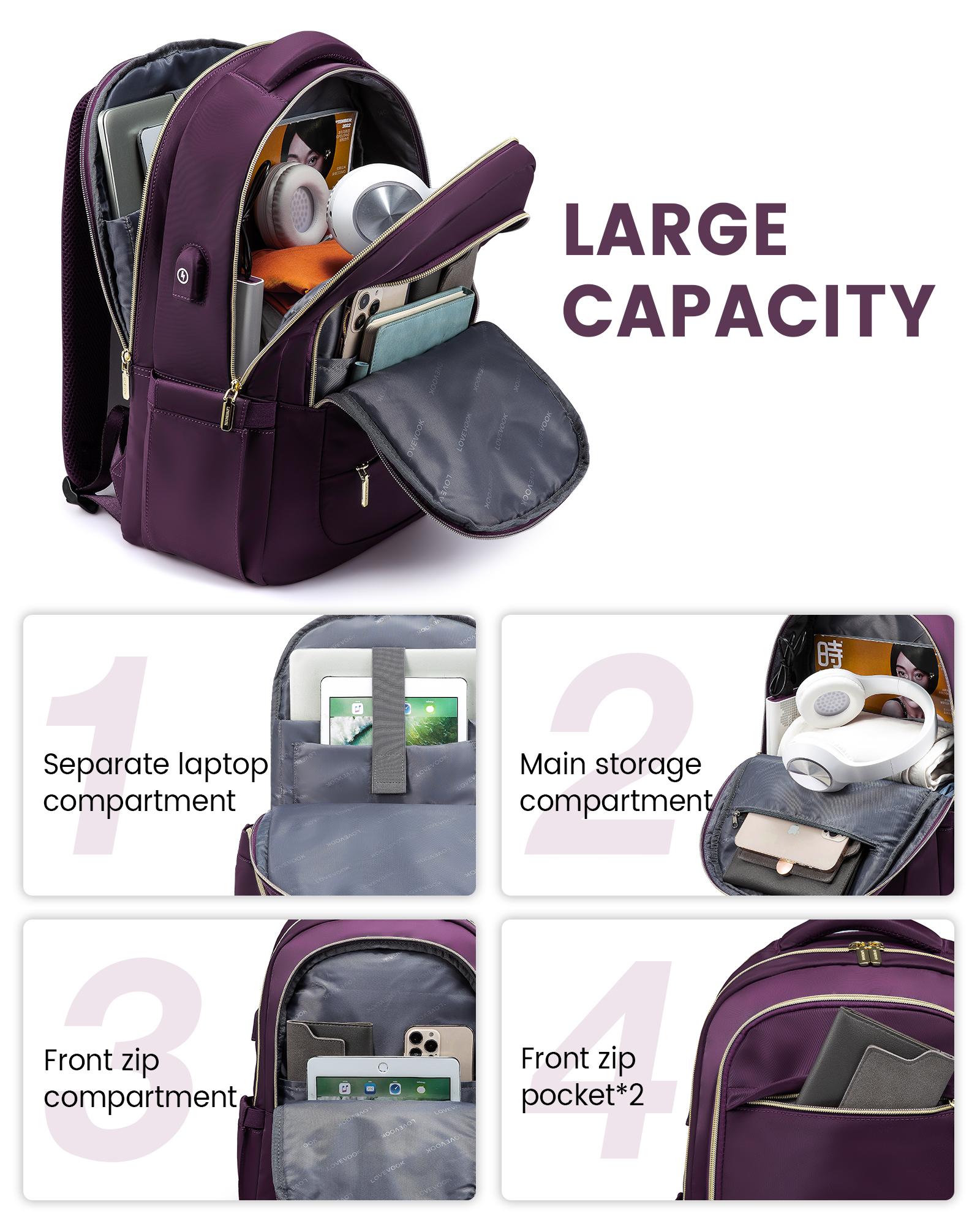 LOVEVOOK  Laptop Backpack with USB Port - Spring Glow Up Lightweight  School Backpack with Laptop Compartment and Anti-Theft Pocket for College,Travel,Teacher, Doctor, Nurse