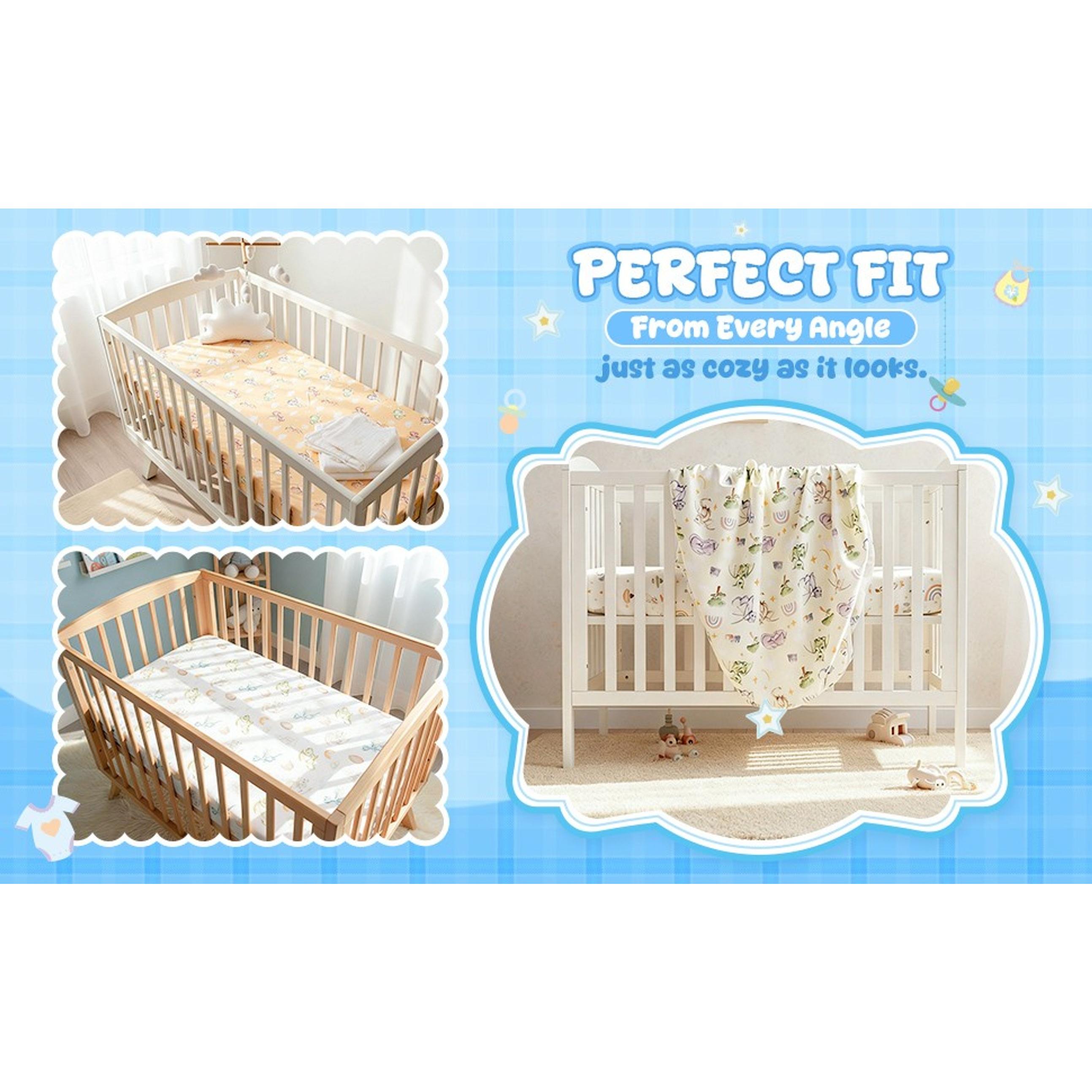 4 Pcs Watercolor Dragon Crib Sheet Set Newborn Bedding Nursery Baby Sheets for Girl Boys Baby Gifts for Standard Crib and Toddler Mattresses, 52 x 28 x 8 Inches