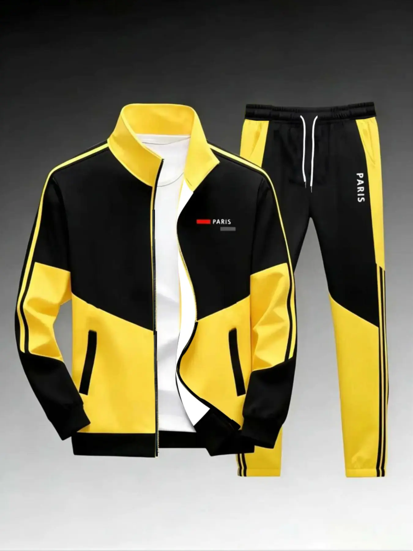 Men's 2-Piece Sportswear Set, Comfortable Zipper Jacket & Elastic Waist Joggers, Ideal for Gym, Running, Daily Wear, Athleisure Set