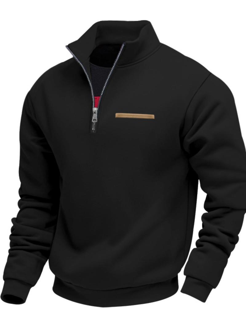 Men's Half - Zip Pullover with Contrast Zipper & Pocket - Stand - Up Collar, Ribbed Trim, Athletic Fit. Designed for All Day Wear in Casual & Light Outdoor Settings, Suitable for Urban Commutes, Weekend Walks & Adventures. Half Zip Sweatshirts