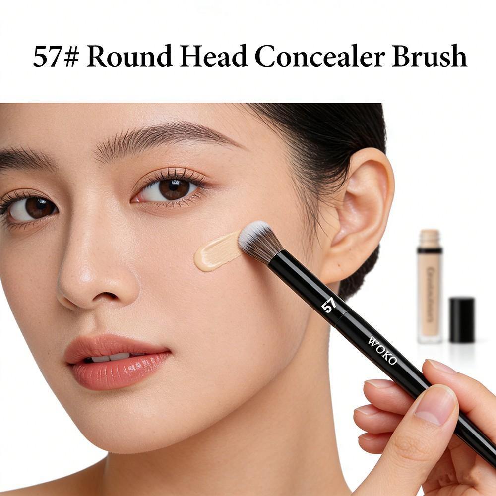 57 Round Head Concealer Makeup Brush, Face Concealer Liquid Blending Brush, Circular Buffing Motions, Blend and Cover Imperfections