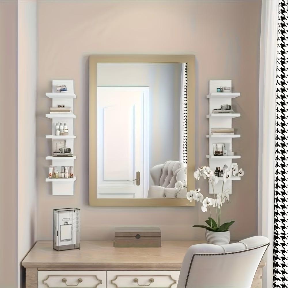 Five-Tier Floating Wall Shelf, Column Design, Space-Saving Modern Storage Unit, Easy Installation, No Metal Fittings, Bedroom & Living Room, Wall Mounted Shelf