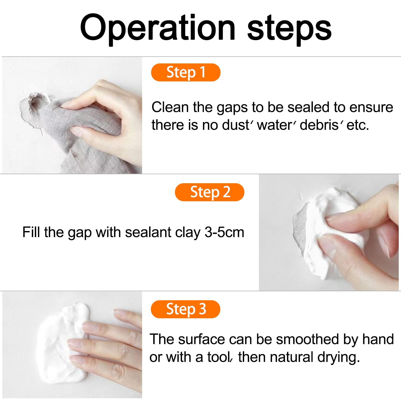 10Count Waterproof Sealing Mud, Quick Repair Mud, Repairing Wall Holes, Waterproof Sealing Putty for Pipe Connections, Wall Holes, Air Conditioning Holes. (5PCS white) Caulking Gluestick
