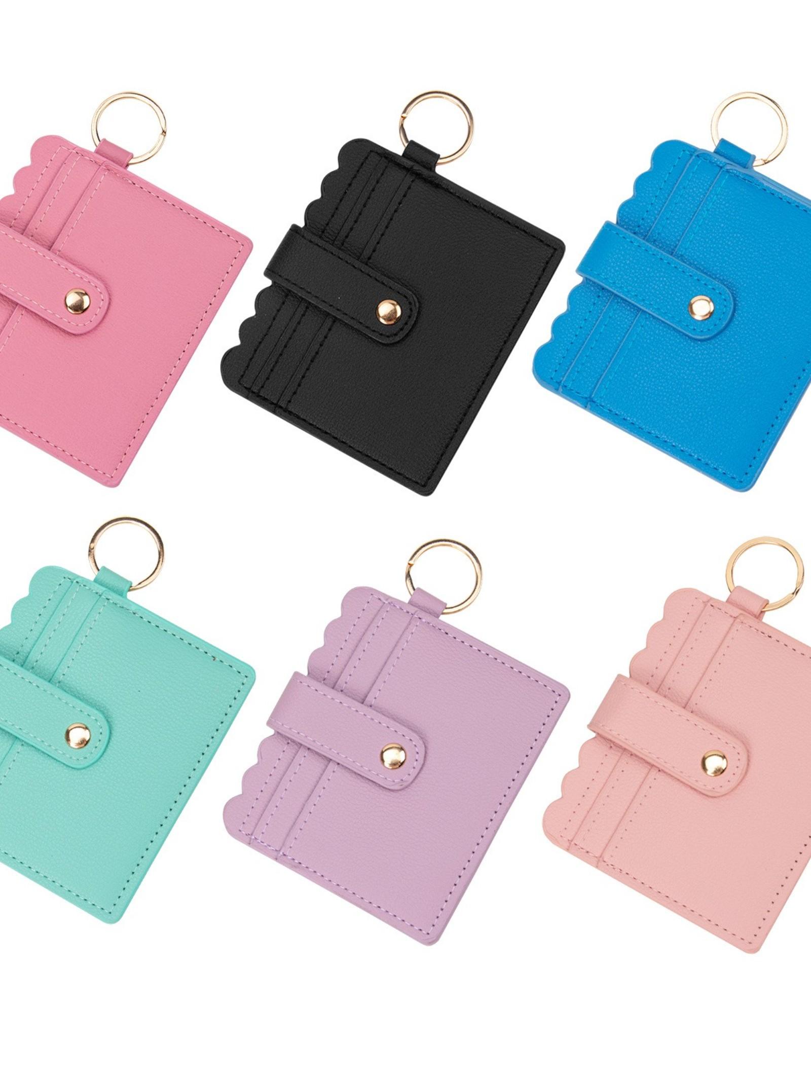 New PU Leather Keychain Wallet, Multi-Card Holder, Bank Card Clip, Student Bus ID Card Case, Coin Credit Card Key Chain