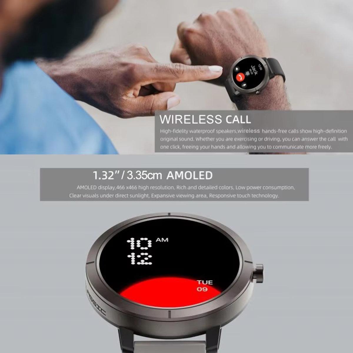 GPS Smart Watch 5atm Waterproof Amoled 1.32inch BT Call 100 Sport Modes 360mah Large Battery, Outdoor Wearable Tech for Men & Women