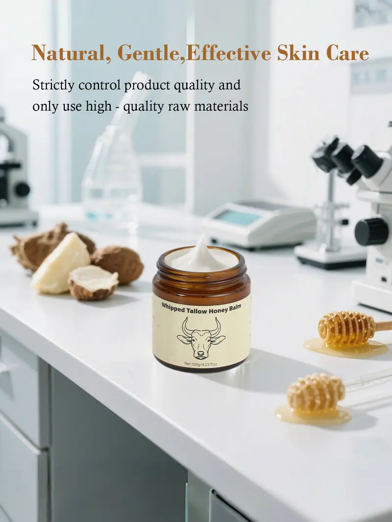 Product Introduction of Lopeie Whipped Grass-Fed Beef Tallow Honey Balm - 4 Oz,Moisturizing Cream for Soft, Smooth Skin - Handmade All-Natural Moisturizer - Lavender 5