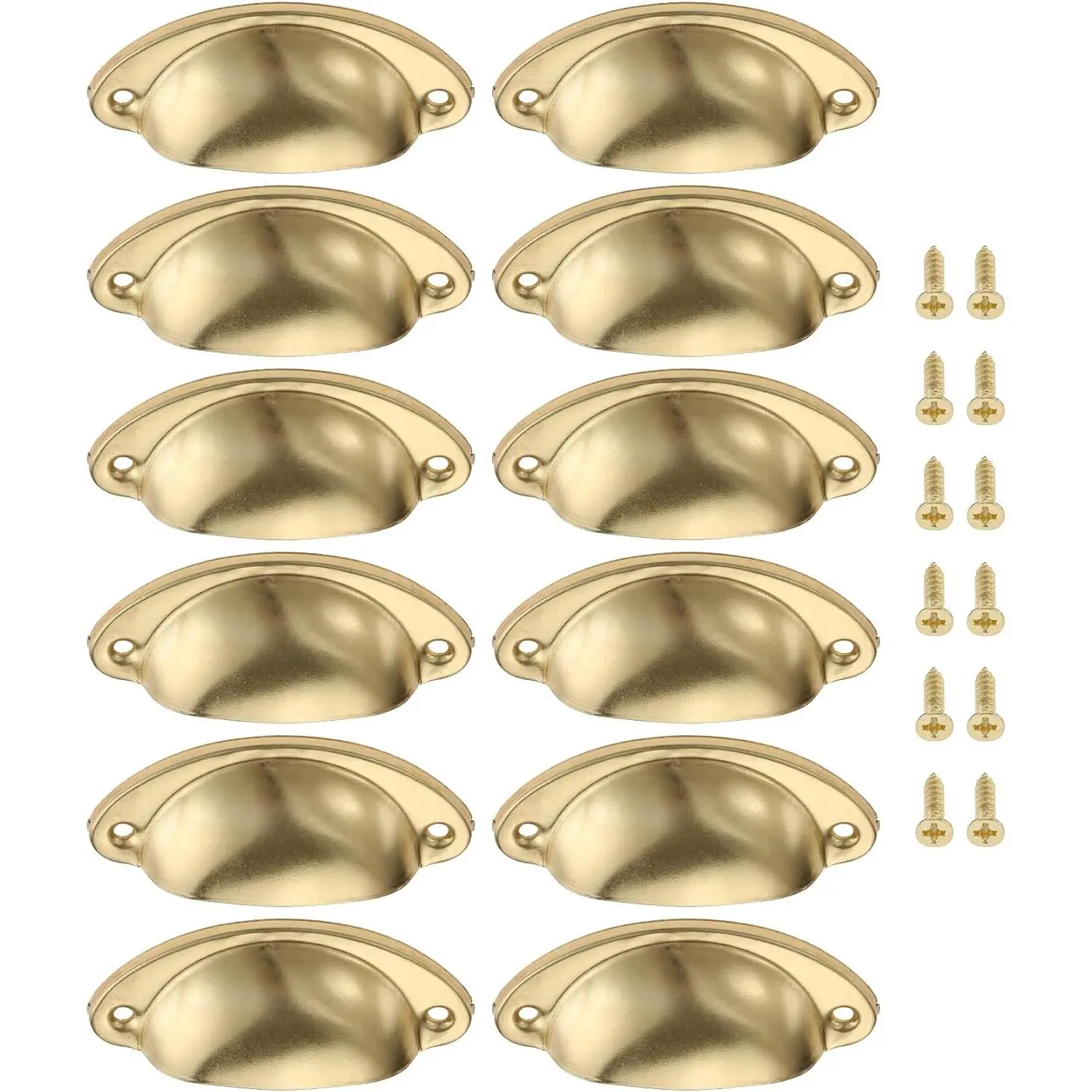Golden Antique Cabinet Drawer Pulls,  Brass Cup Knobs for Dresser Cupboard Cabinet Drawer Furniture Decoration, with Screws (Yellow Bronze) | Retro brass cabinet hardware, for dresser, cupboard, drawer & furniture decoration