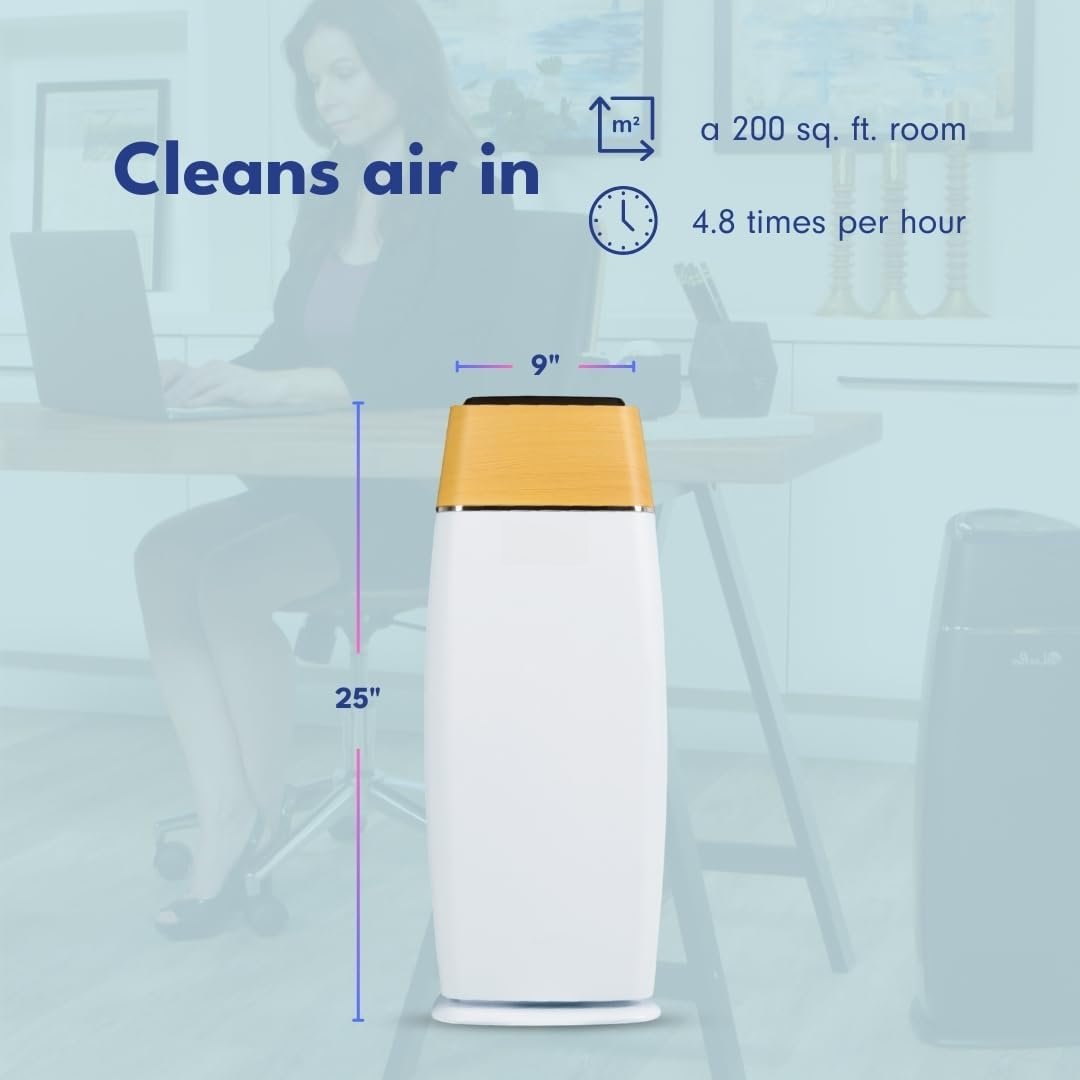 LP260TH-B Series True HEPA Digital Tall Rectangular Air Purifier - No Adjustable Timer, LED Light, Synthetic Filter, Energy-Certified, Allergen Relief for Bedroom Users, Captures Pollen, Mold, Dust, Mahogany/Black, Digital Control Panel