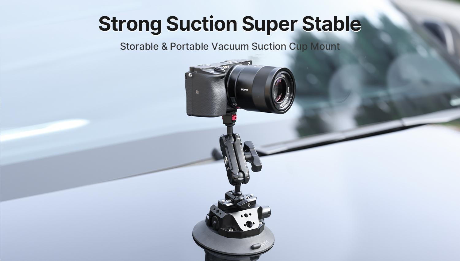 Camera Suction Cup Mount for Gopro - ULANZI SC-02 4.5in Pump-actived Vacuum Suction Mount w Quick Release NATO Magic Arm Car Boat Windshield Window Mount Compatible with Go pro Nikon Canon Sony DSLR