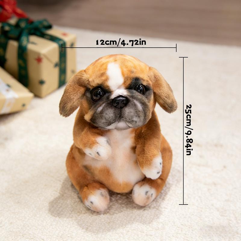 Realistic Bulldog Plush Toy, Stuffed Animal, Soft Fabric Dog with Expressive Eyes and Ears, Realistic Fur Texture, Warm Companion Gift