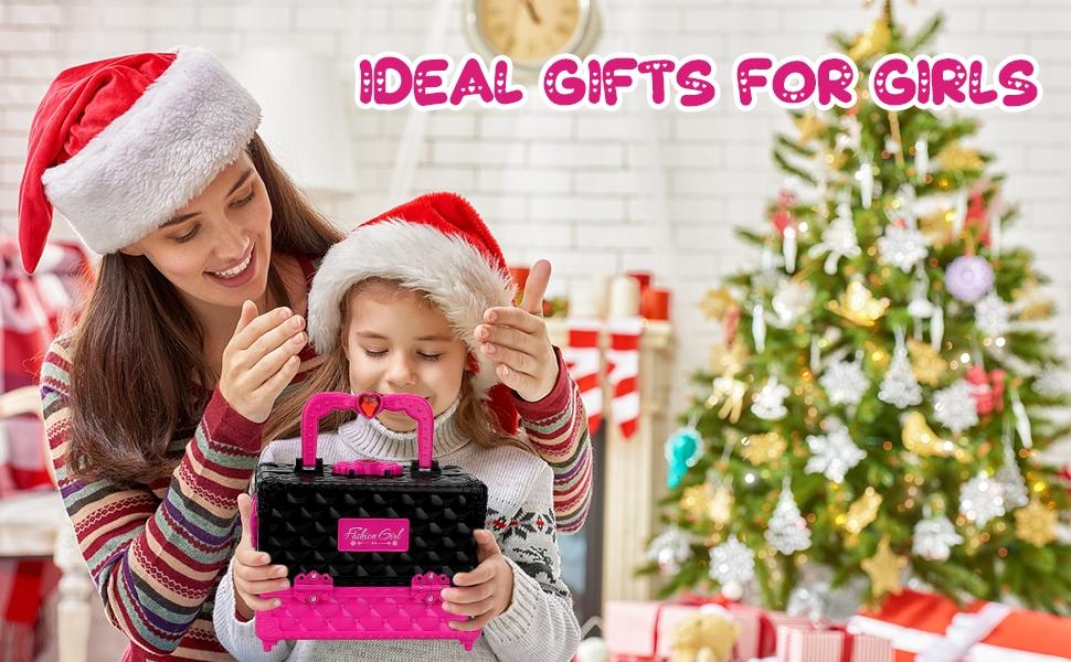 Girls' Washable Makeup Set, Pretend Play Set, Water-Washable Makeup Kit, Birthday & Holiday Gift for Girls Aged 3+, Cosmetics Gift Box