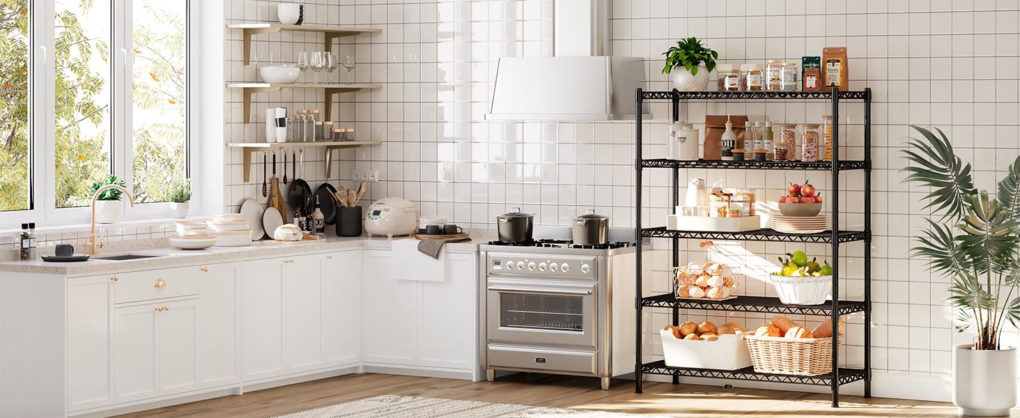 Raybee Furniture Wire Shelving, Metal Shelves for Storage, Adjustable Heavy Duty Storage Rack Pantry Shelf Kitchen Shelving
