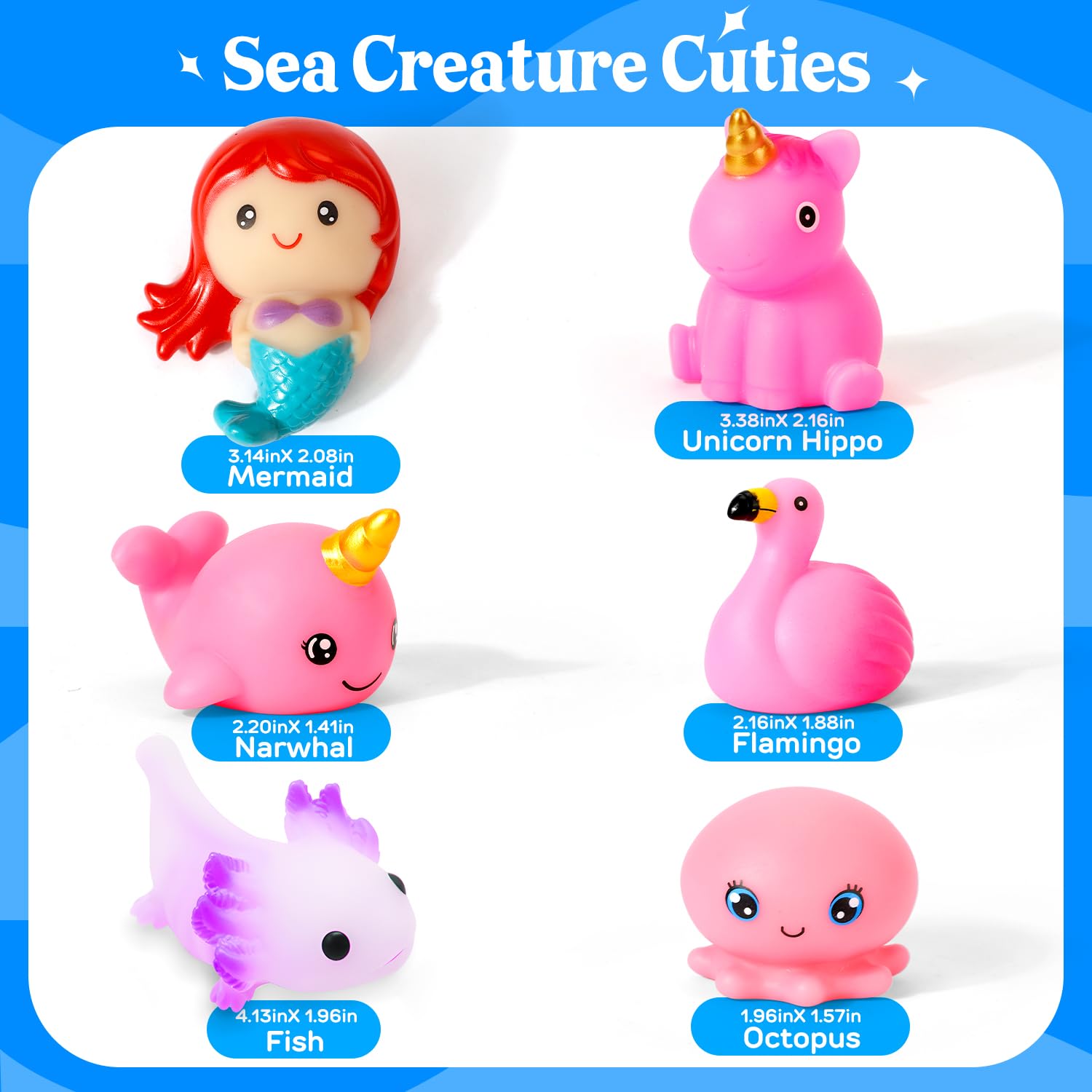 6/8/12 PCS Mermaid Light Up Bath Toy for Toddler , No Hole, Bath Toys for Kids Ages 4-8, Make Fun Bath-Time Gifts for Birthdays, Easter. Ideal for Use in The Shower, Bathtub, or Swimming Pool.