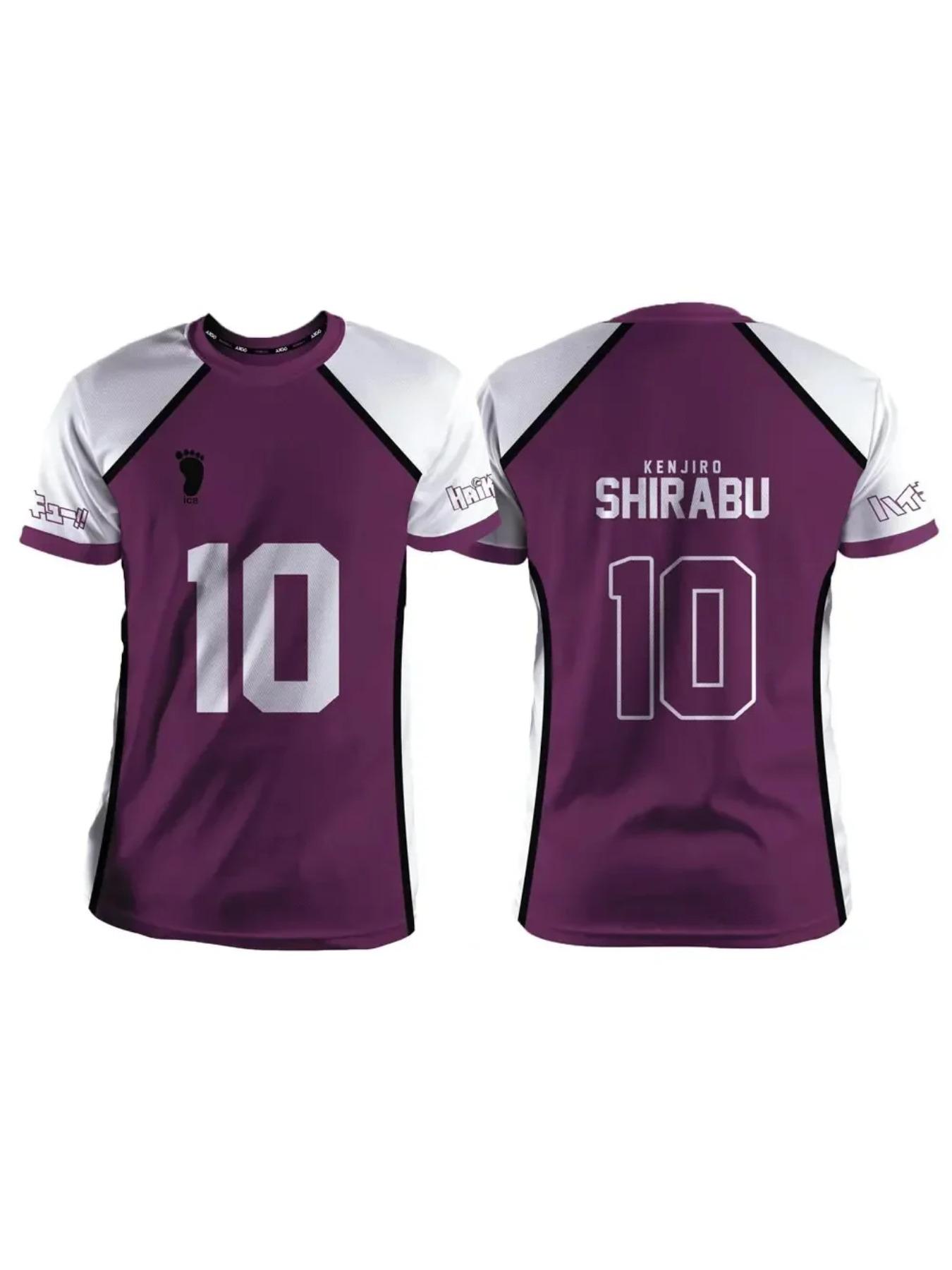 Haikyuu Shiratorizawa Purple Japanese Anime Cosplay T-shirt, Unisex, Summer Short sleeved, Children's Fashion, Men's and Women's Cartoon T-shirt