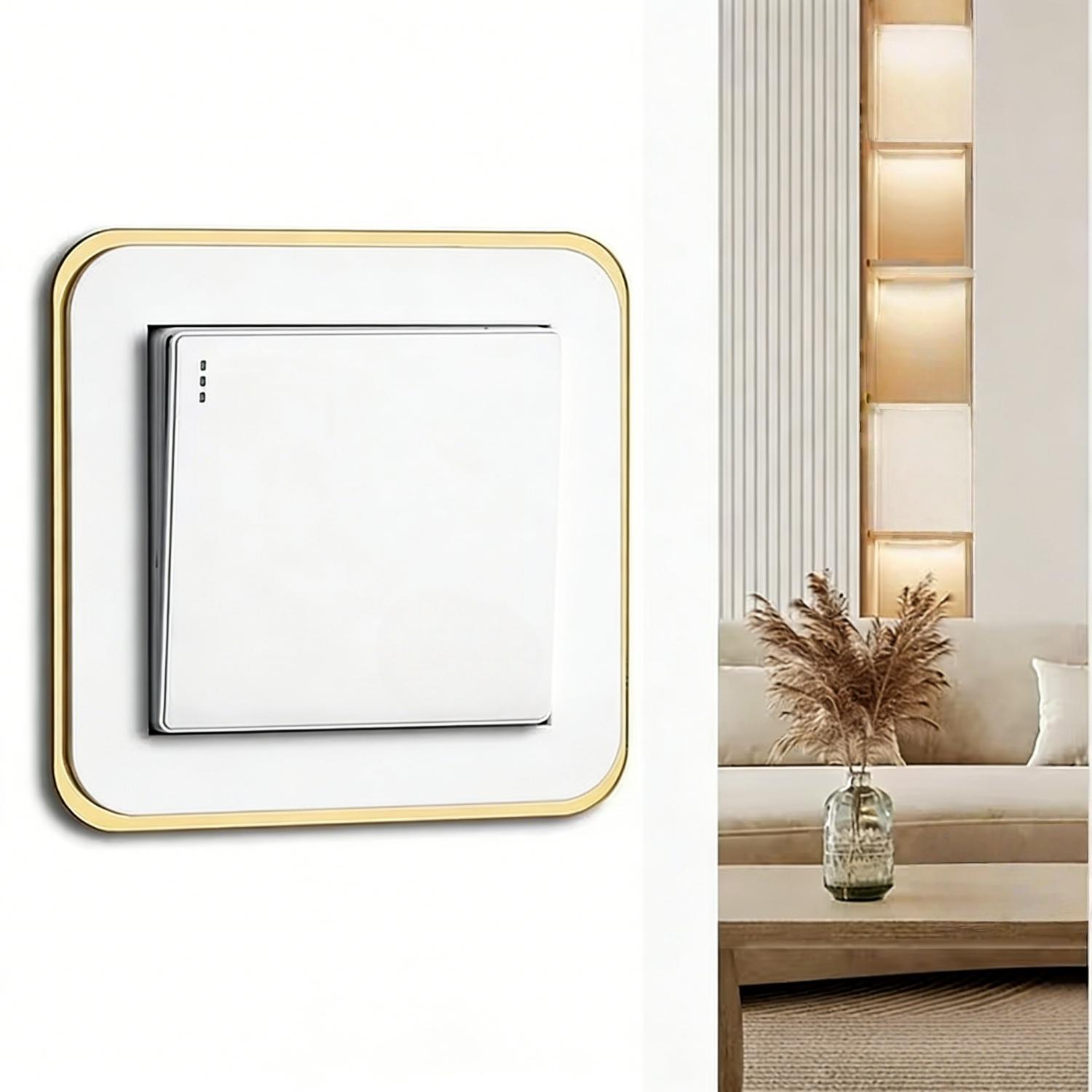 Self-Adhesive Light Switch Surround Covers, Stylish Multi-Color Decorative Light Switch Covers Golden & White/Golden & Black/Golden & Gray Self-Adhesive Trim