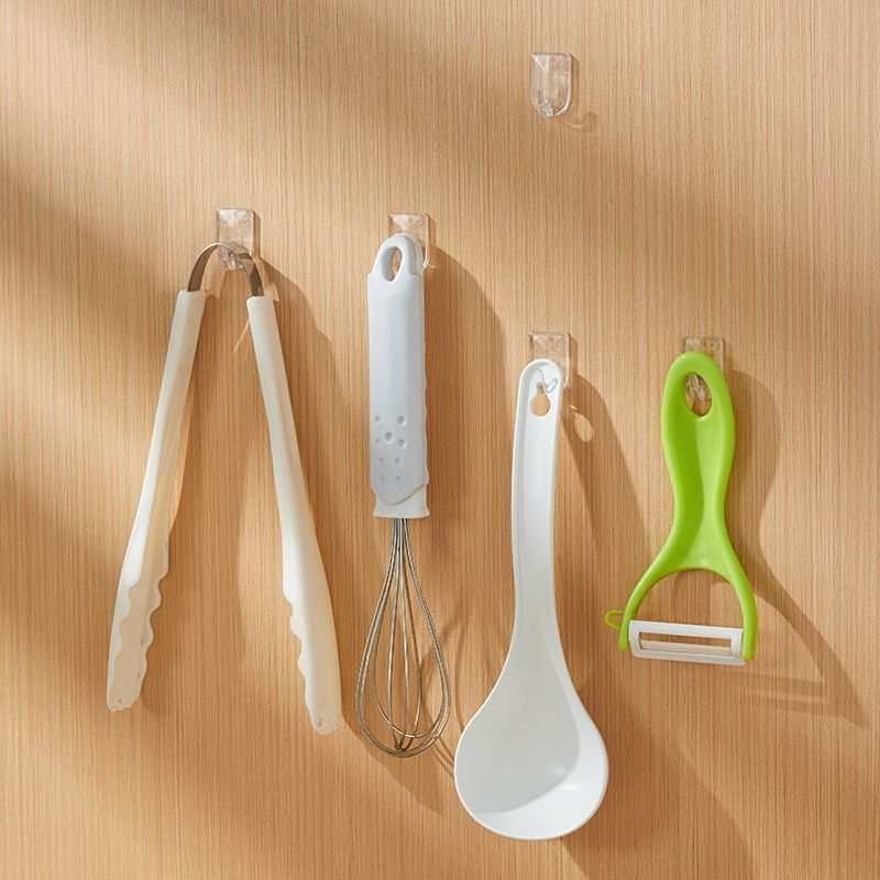 9/18/36/72pcs No-Drill Strong Adhesive Hooks, Seamless Wall Mounting, Sticky Hooks for Kitchen Bathroom Door Back Storage