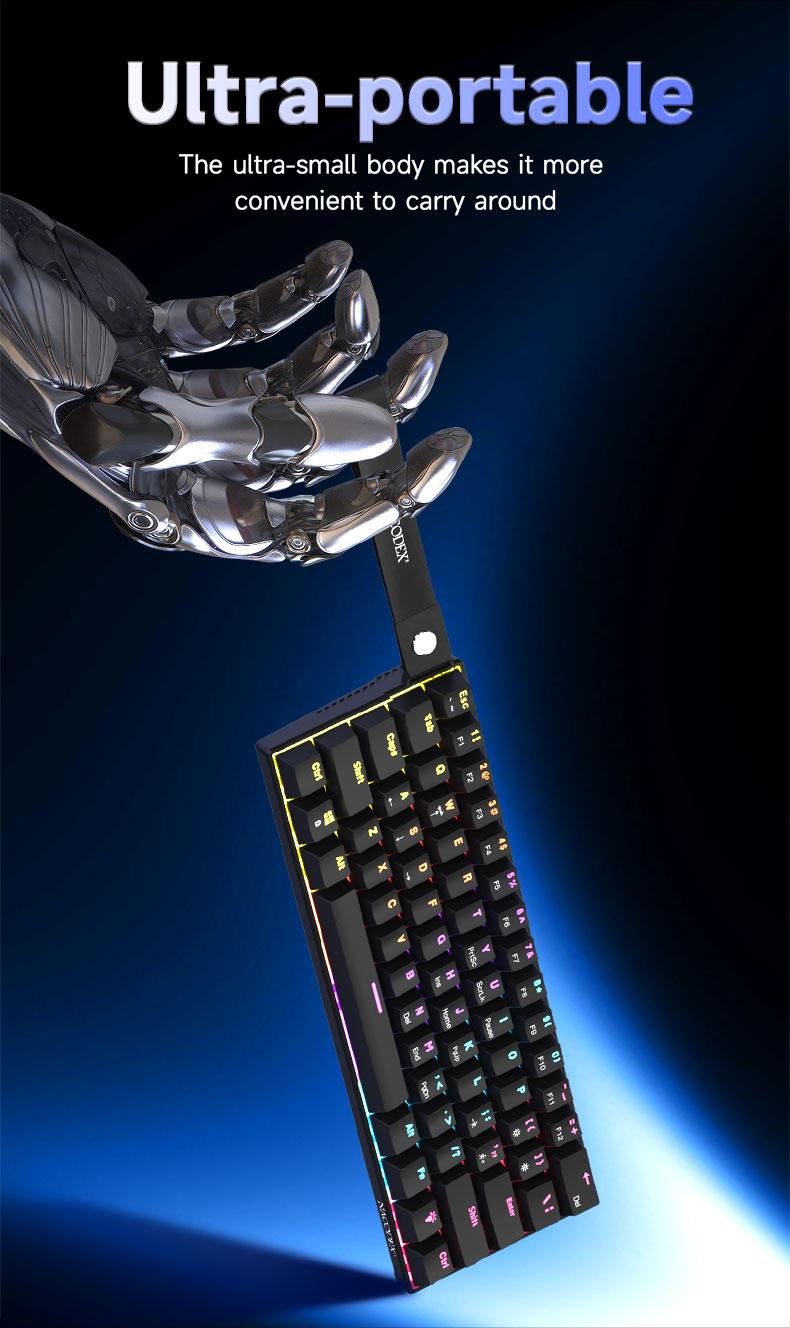 AJAZZ NK61 wired gaming mechanical keyboard AJAZZ red switch compact office keyboard 61 key e-sports gaming keyboard ribbon design dazzling light effects DIY plug and play support multiple systems suitable for gaming and office