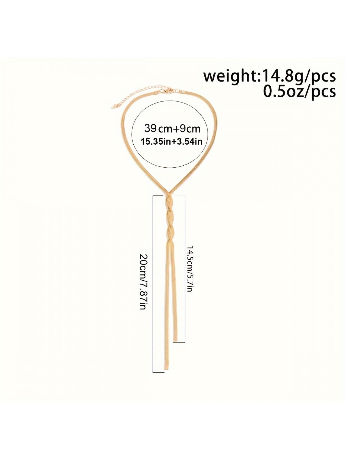 1 Piece Simple Handmade Flat Snake Chain Long Tassel Necklace - Fashion Jewelry Gift for Mom, Wife, Girlfriend & Best Friend