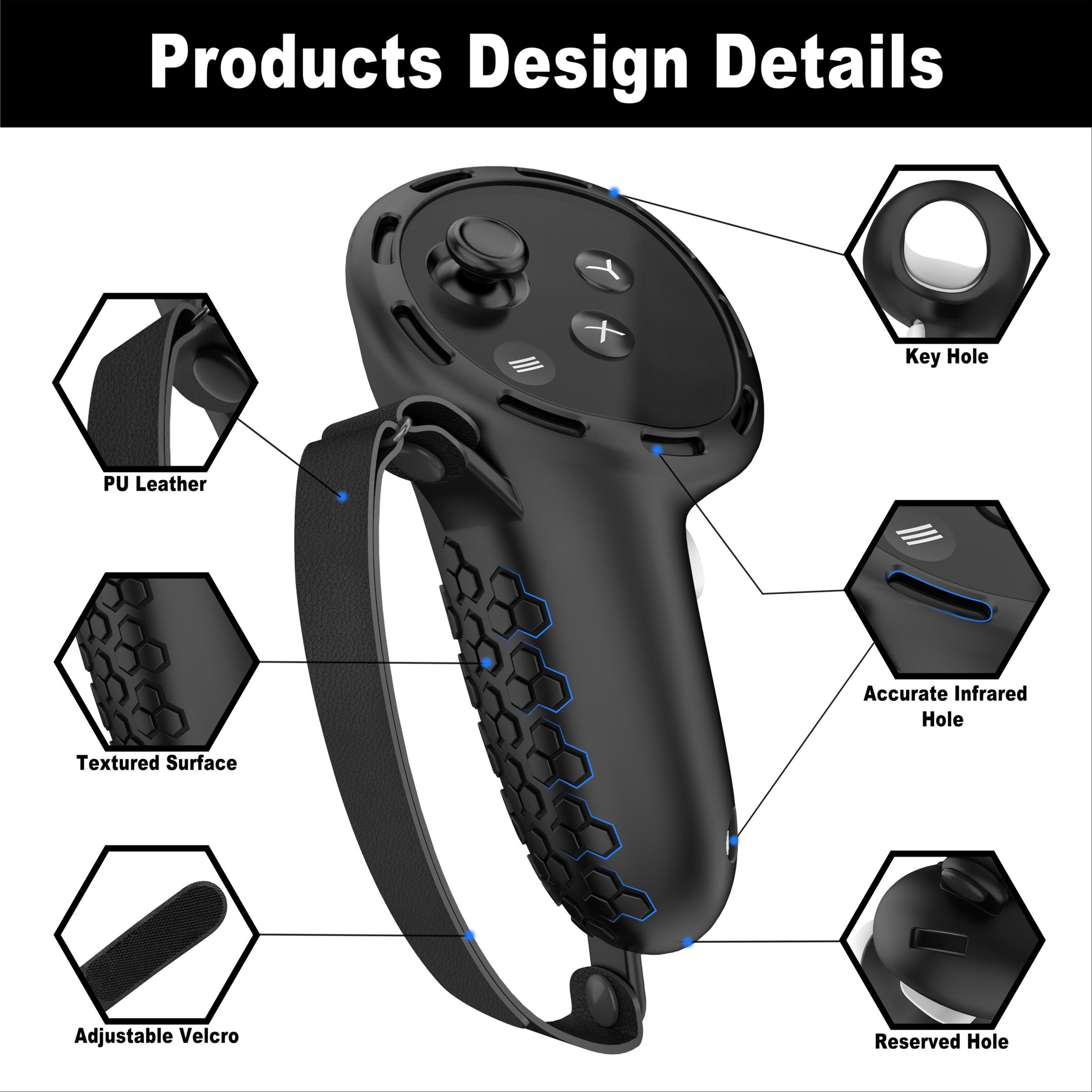 Anti-slip & Anti-drop Controller Handle Cover (Controller not Included), Adjustable Knuckle Strap Handle Protector, Compatible with Meta Quest 3 Accessories