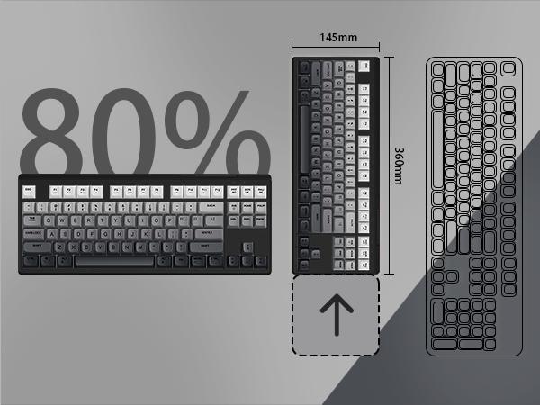 FREEWOLF M87 Wireless/BT Dual Modes Manbrane Gaming Keyboard 87 Keys Layout Type-C Rechargeable PBT Keycaps with Cool Rainbow Backlit  for PC Mac Linux