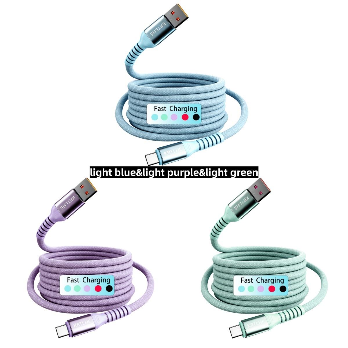3pcs,60W Nylon Braided,Fast Charging USB-C Cable, High-Speed Data Sync, Durable Round Shape, Male to Male, 100.58cm/201.17cm, with USB to Type-C, for Xiaomi, Huawei, for SamSung, OnePlus, for VIVO, Oppo, for Infinix & other C-connected devices.