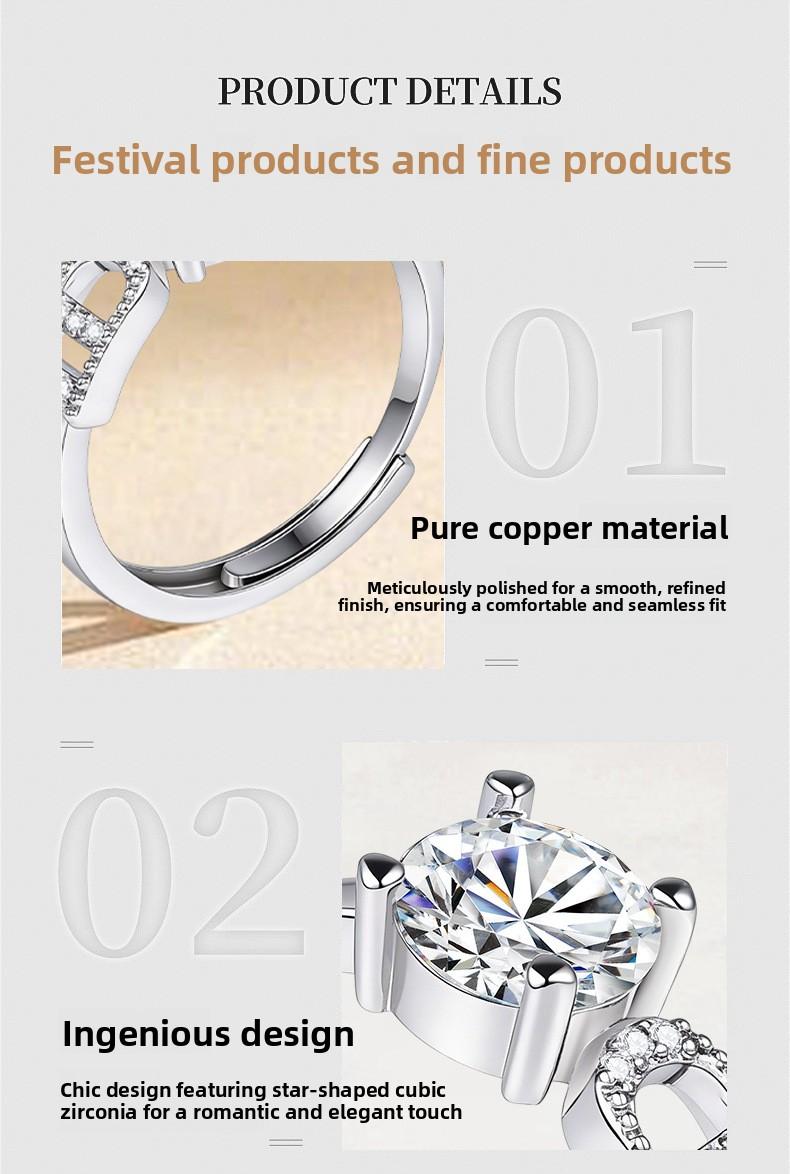 New cross-border Wish hot-selling 26-letter ring with zircon inlay, adjustable open ring for women, versatile accessory