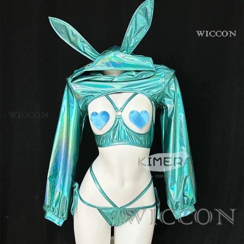 Cyber Style Punk Laser Bunny Girl Cosplay Costume Sexy Women Japanese Rabbit Outfit RolePlay Adult Lingerie Halloween
