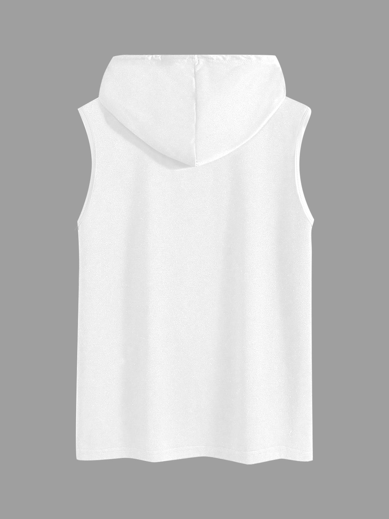 Men's Regular Fit Cross Print Hooded Tank Top, Casual Sleeveless Graphic Hoodies Vest for Summer, Men's Top for Daily Wear, Sweatshirts