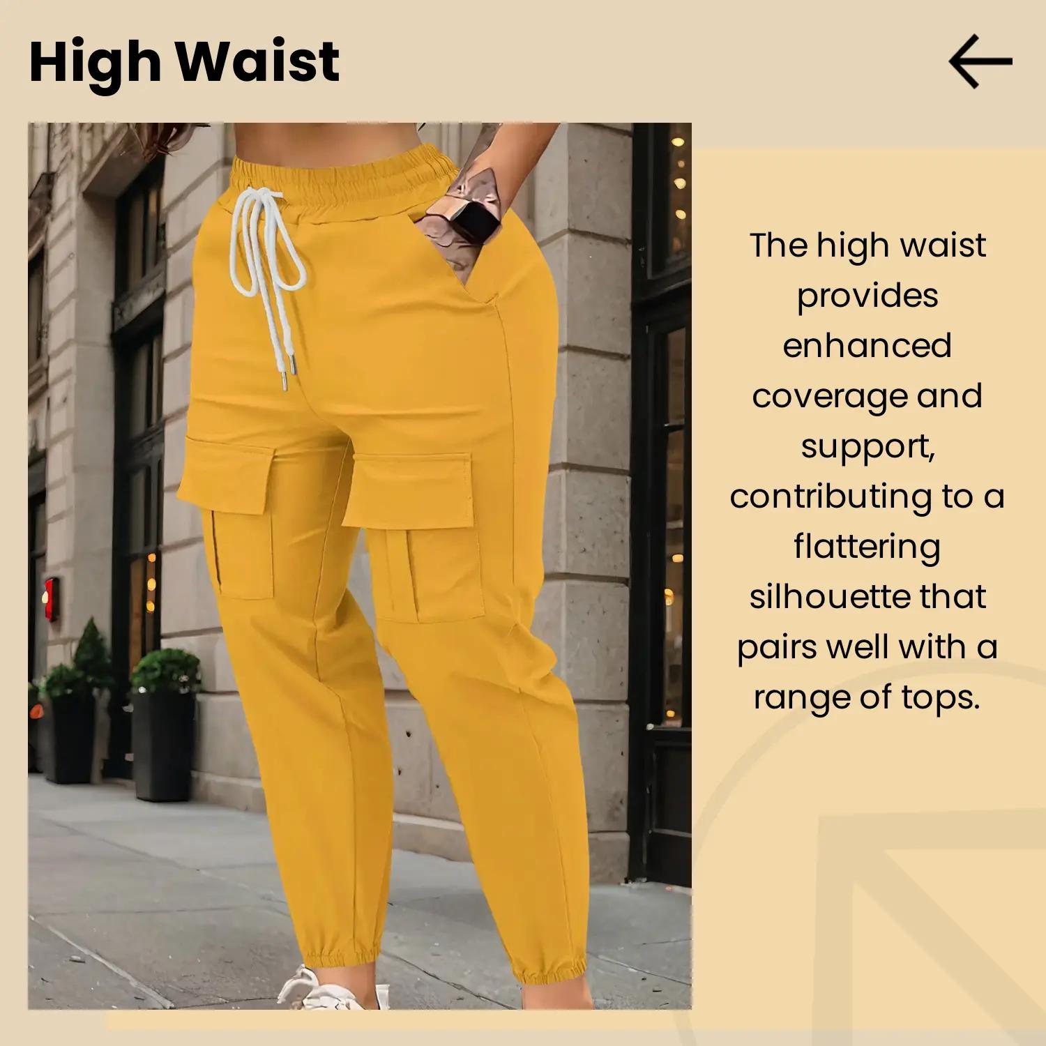 [Plus Size] Solid Fitted Drawstring Waist Cargo Pants, Casual Pocket High Waist Jogger Pants for Daily Wear, Women's Bottoms for All Seasons, Casual Streetwear Pants