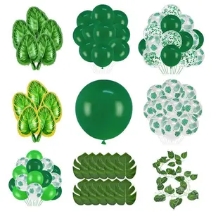 Jungle Party Green Latex Balloons Woodland Animal Palm Leaf Foil Balloons Safari Party Baloons Birthday Party Decor Shower