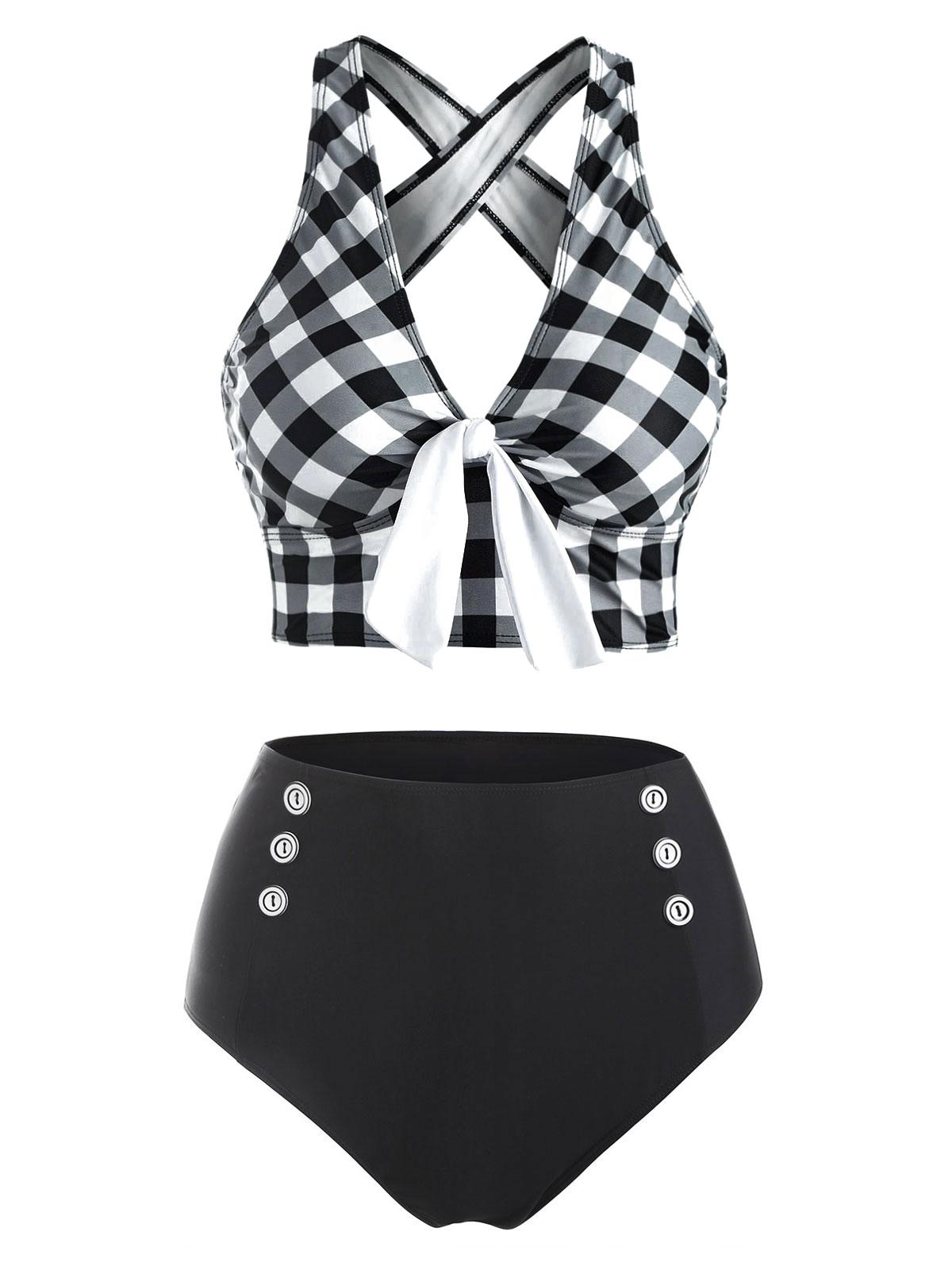 2025 Womens Gothic Bikini Sets Swimsuit Bat Crescent Star Print Bathing Suit Cinched Mesh Lace Up Cut Out Swimwear Two Piece Set Beach Bikinis