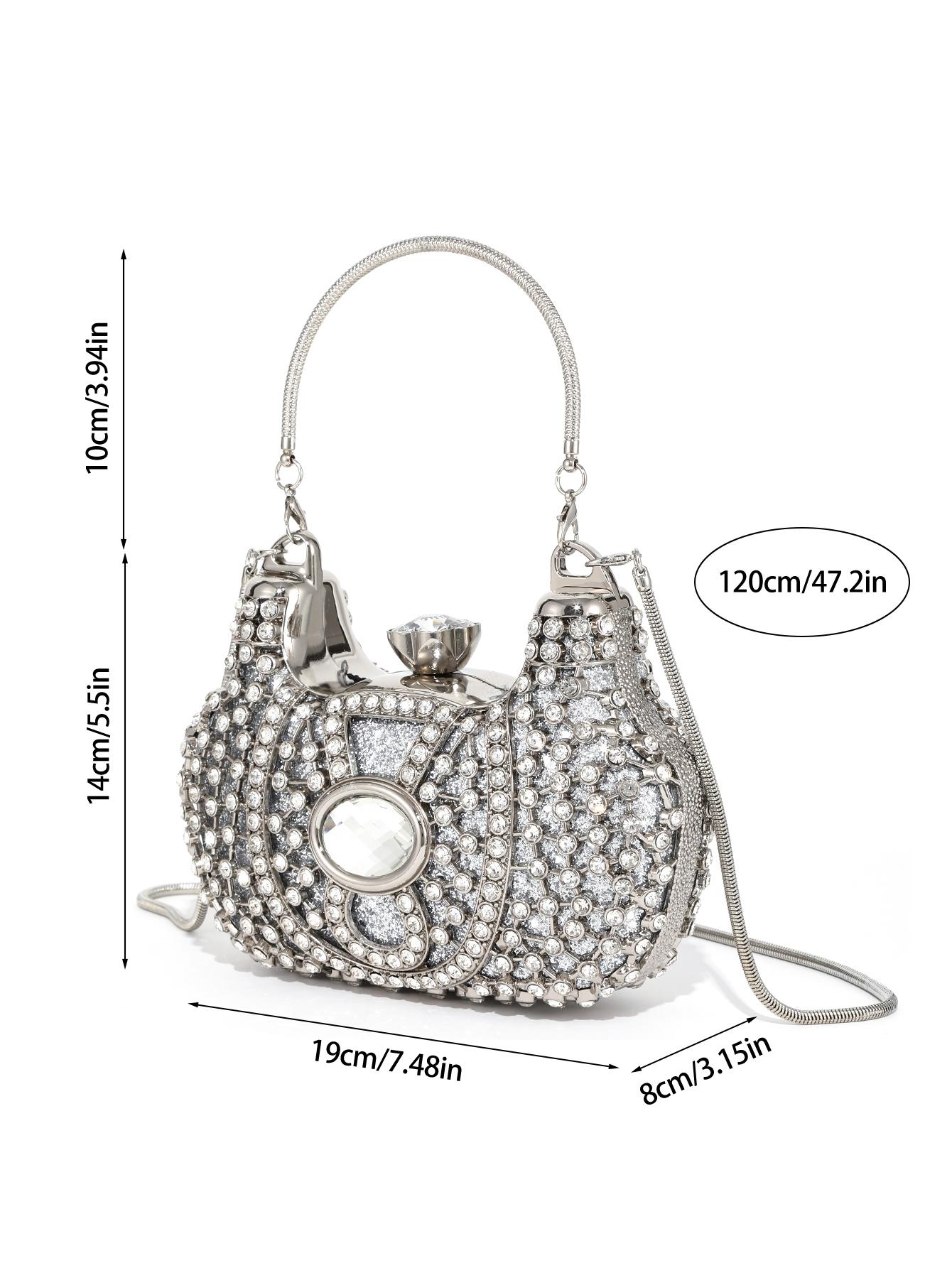 Elegant Crystal Diamond Evening Bag, Handmade Luxury Clutch, Perfect for Weddings & Parties, Fits 6.5-Inch Phone, Versatile Crossbody Design