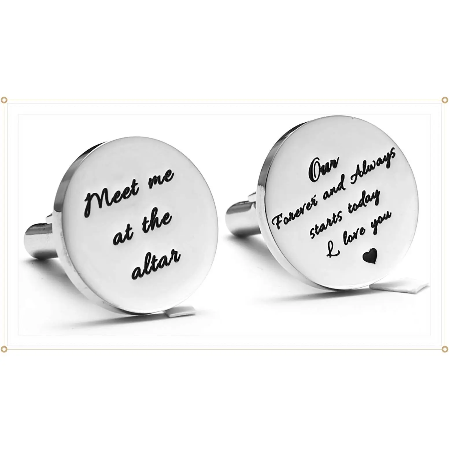Stainless Steel CuffLinks for Men Groom Meet Me at The Altar Wedding Gifts Cuff LinksGift