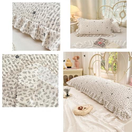 1pc Floral Pillowcase, Quilted Edge Design, Thickened Comfort, Breathable, Suitable for All Seasons, Bedding Accessory