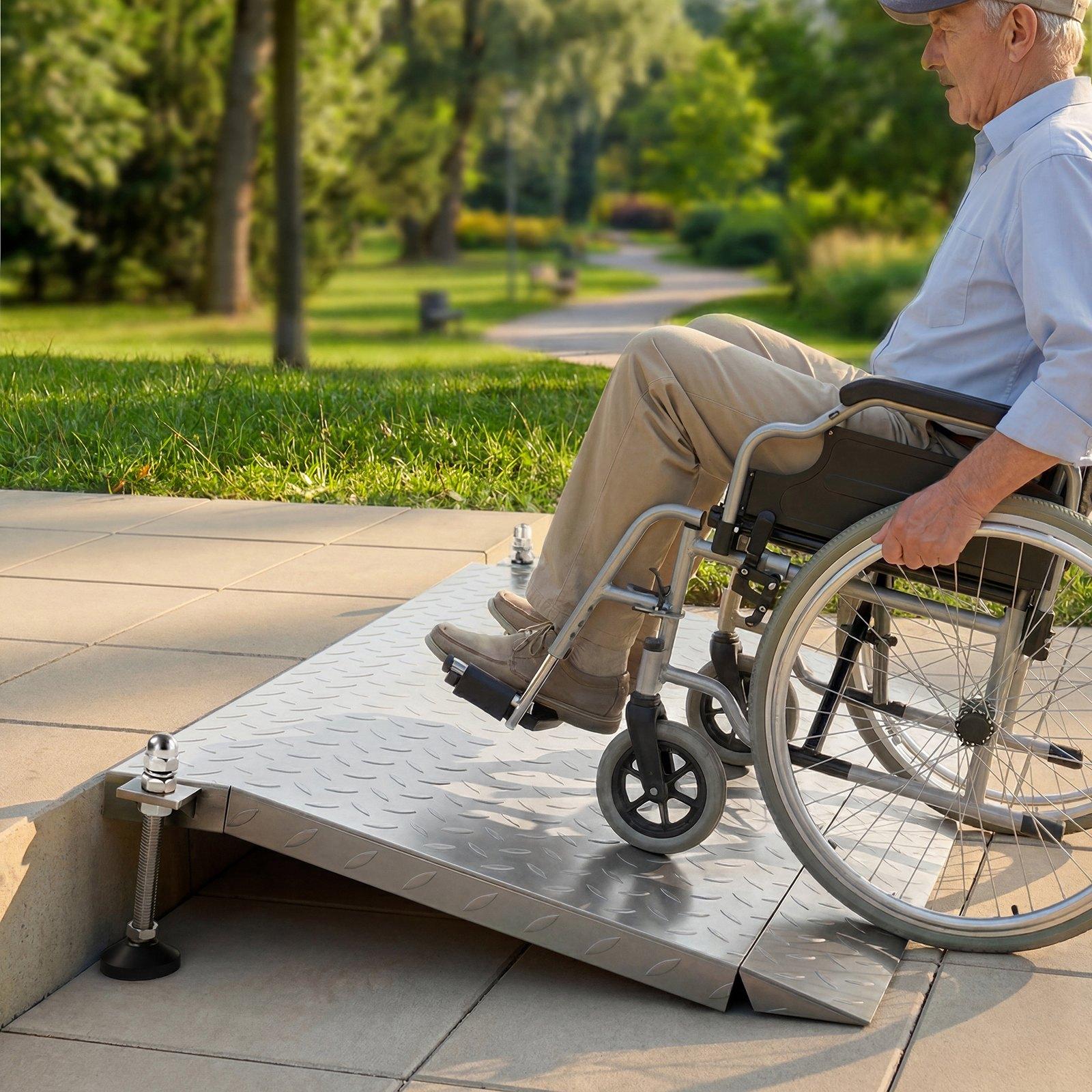 VEVOR Threshold Ramp for Doorways, 42.5 x 23.2 in, Platform Aluminum Wheelchair Ramp with Adjustable Height, Non-Slip Door Threshold Ramps, 1000 lbs Capacity, for Home Steps, Wheelchairs, Walkers VEVOR Threshold Ramp for Doorways, 42.5 x 23.2 in, Platform Aluminum Wheelchair Ramp with Adjustable Height, Non-Slip Door Threshold Ramps, 1000 lbs Capacity, for Home Steps, Wheelchairs, Walkers