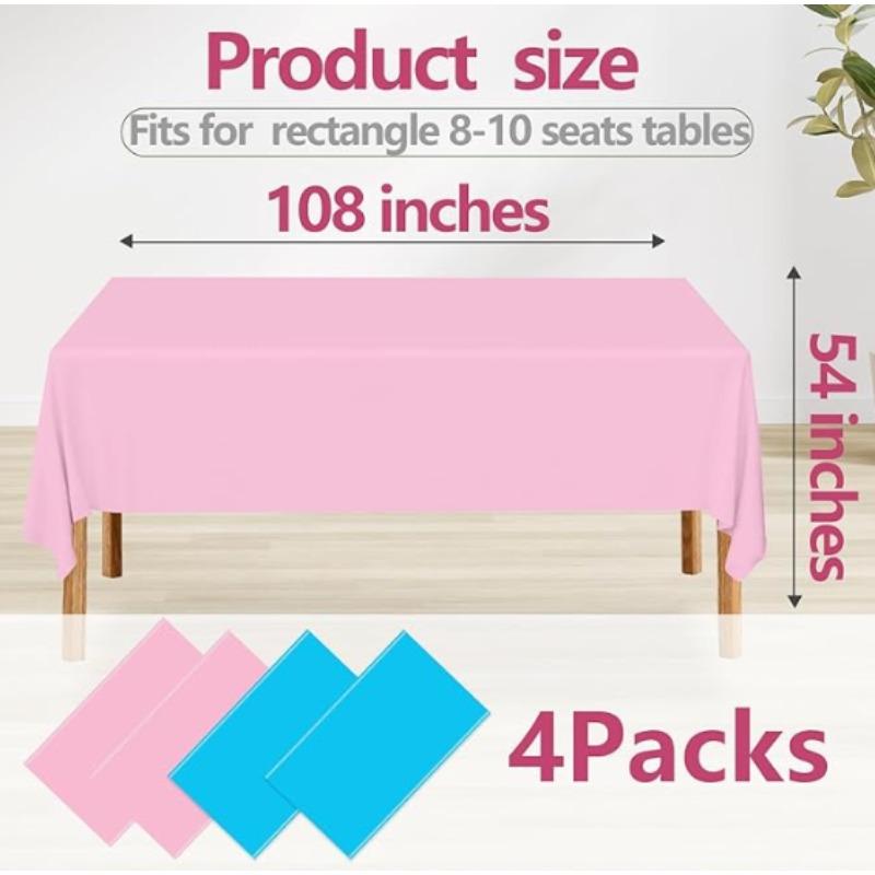 4 Pack Gender Reveal Table Cloths,Plastic Pink and Blue Table Cloth Disposable Tablecloths Rectangle Table Cover for Party Wedding Baby Gender Reveal Decorations 54×108 Inch