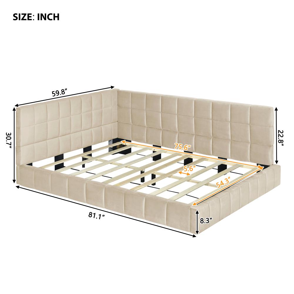 Velvet Mid-Century Modern Full-Size Couch-Bed with Armrest, Sturdy Slatted Base - Durable 2-in-1 Sofa Bed for Living Rooms, Bedroom, Easy Set-Up, Hardware and Instructions Included