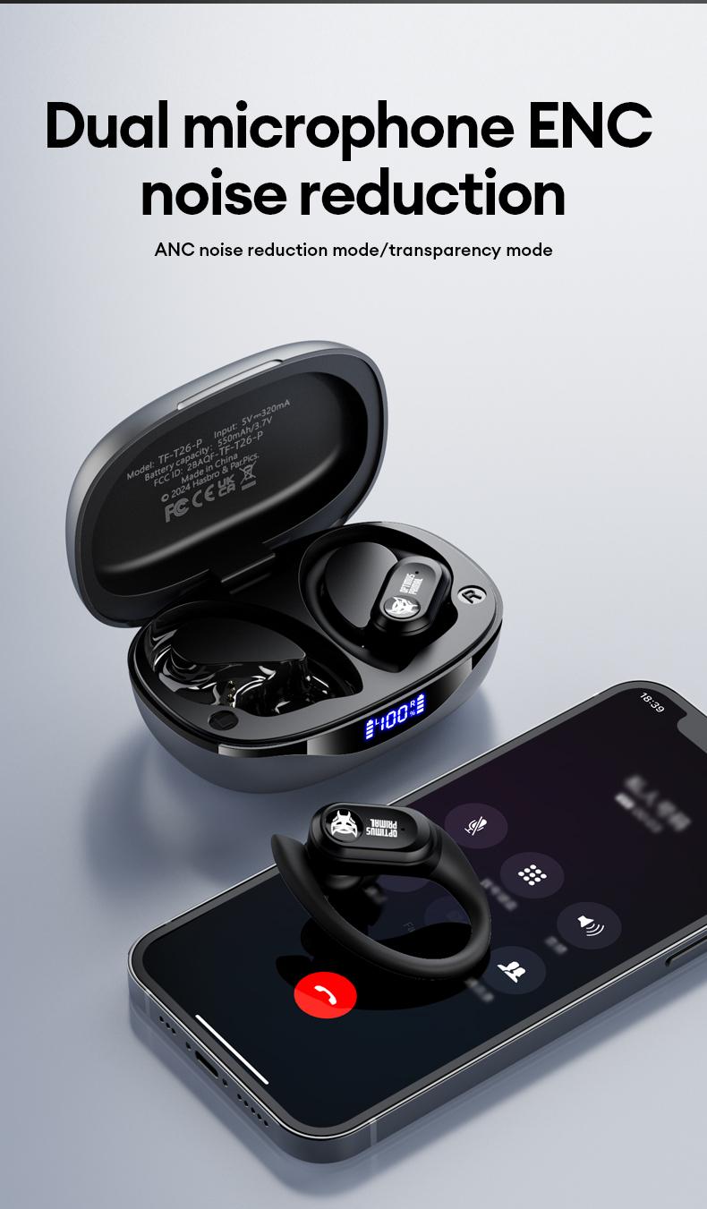 Transformers T26 Pro HIFI Sound Quality Bluetooth Earphones Dual Microphone ENC Noise Reduction Easy To Carry Fit Ear Design Comfortable To Wear