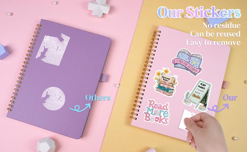 MIXVOVA 200PCS Book Stickers for Girl Romance Bookish Sticker Pack for Readers Adult Holographic Vinyl Decals for Laptop Ebook Readers Water Bottles Journal Scrapbook Waterproof Glitter Metallic Marker
