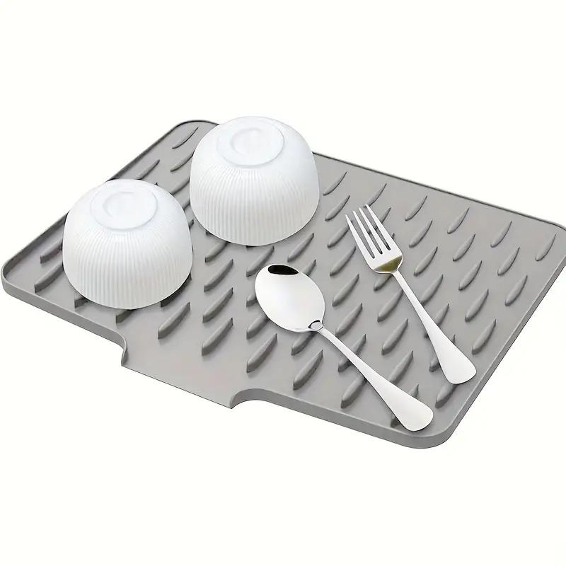 Large Kitchen Sink & Dish Drying Rack - Non-Slip Silicone Drainage Board Drain, Heat-Resistant & Easy-Clean Surface, Raised Edges for Spill Prevention, Dish Storage Shelf, Compatible with Countertops, Sinks, Refrigerators