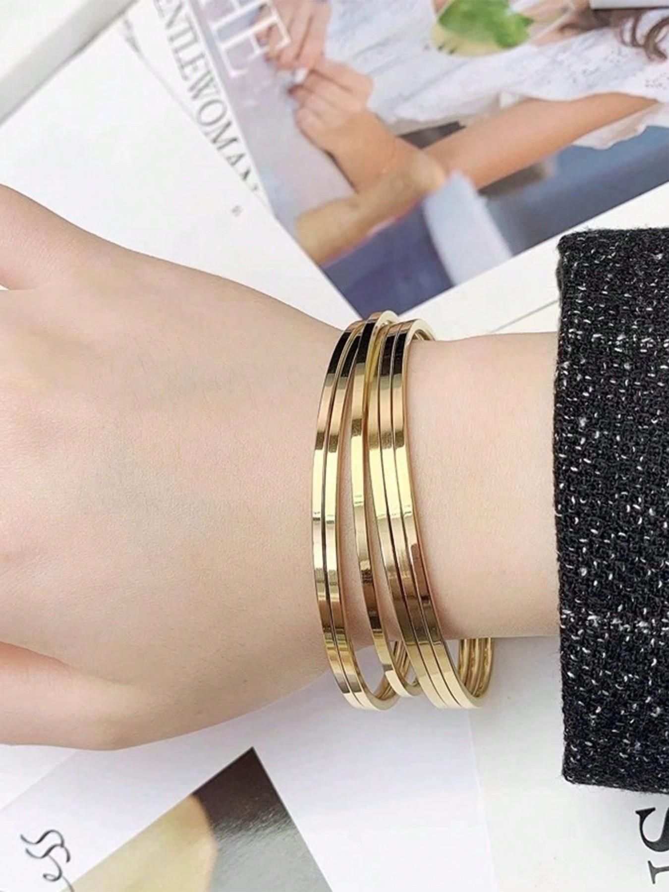 Elegant Stackable Bracelet Set, Minimalist Fine Gold Bracelets, 1/3/5/7 Pieces, Daily & Party Wear Accessories