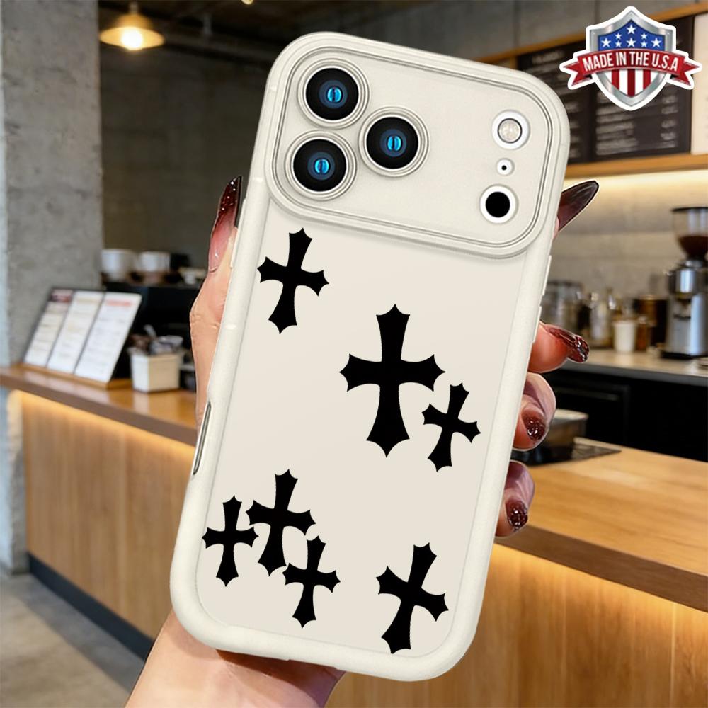 Title: Chrome Hearts Cross iPhone Case for iPhone 11 12 13 14 15 16 17 – Luxury Gothic Aesthetic Phone Cover with Signature Cross Motif