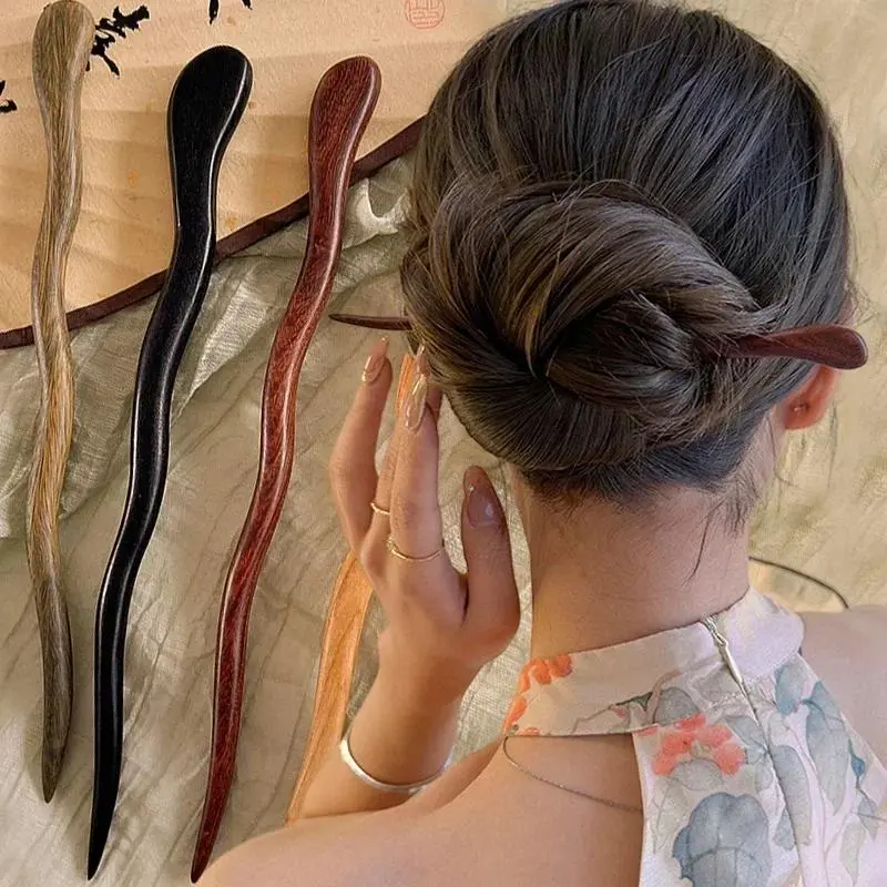 Vintage Chinese Style Wooden Hair Stick, Elegant Simple Hair Fork Hairpin, Traditional Decorative Headwear Hair Accessories for Hanfu, Cheongsam, Daily Hairstyle for Women and Girls